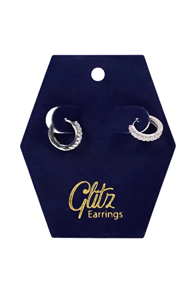 Glitz Glitz Diamond Silver Hoop Earrings