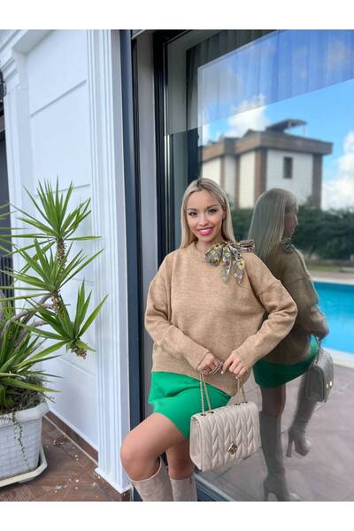 PREMİER VİE noul sezon Pulover oversize cu eșarfă