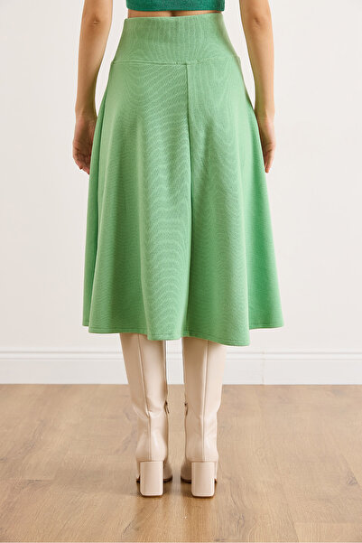 Olalook Women's Pistachio Green Waistband Thessaloniki Bell Skirt Etk-19000297