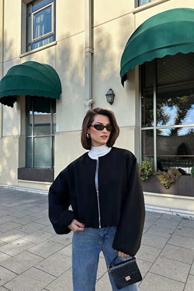 mylove سترة بومبر سوداء اللون