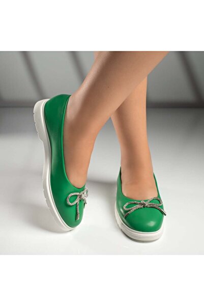 Modlet.ro Women's green ballerinas with bow MOD11658