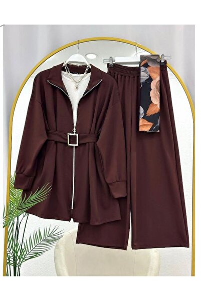 YILMAZBARMAZ Women's Pleated Belted Two-Piece Set