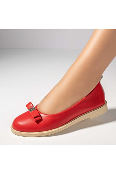 Modlet.ro Дамски червени балеринки с метални детайли и каменни украшения MOD1...