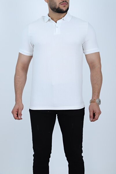 FREZZBİ Polo Collar Buttoned Short Sleeve Jacquard Men's T-Shirt