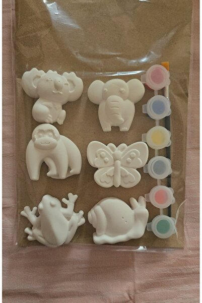 yağmur candle Taş Tozu Boyama Seti – 6 Figür + Boya & Fırça | Çocuklar için S...