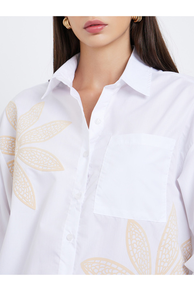 Take Two By Styli Women White Floral Print Shirt