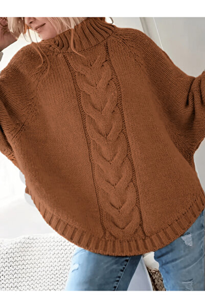 Take Two By Styli Plus Size Solid High Neck Cable Knit Sweater