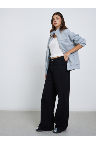 Take Two By Styli Solid Drop Shoulder Zipper Hoodie