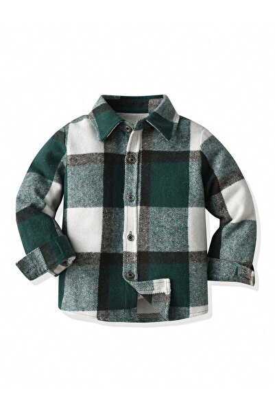 Take Two By Styli Boys Green Checked Button Front Shirt