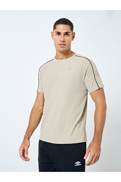 Styli Men Grey Training T-Shirt with Black Shoulder Detail