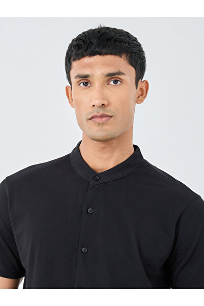 Styli Men Black Micro Cotton Pique Knit Shirt