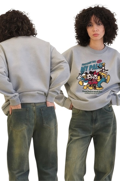 ArtYus Φούτερ με μακρυμάνικο μονόχρωμο σχέδιο Mickey Minnie Transfer με τύπωμα