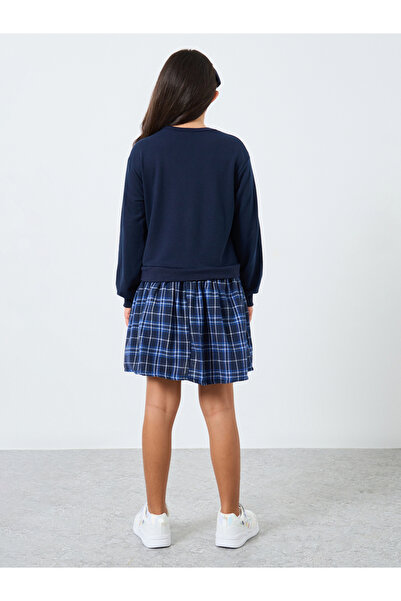 Styli Teen Navy Blue Varsity Sweatshirt Dress