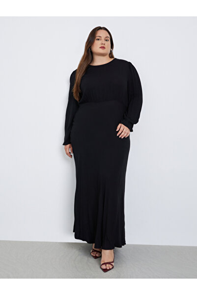 Styli Plus Size Black Column Maxi Dress