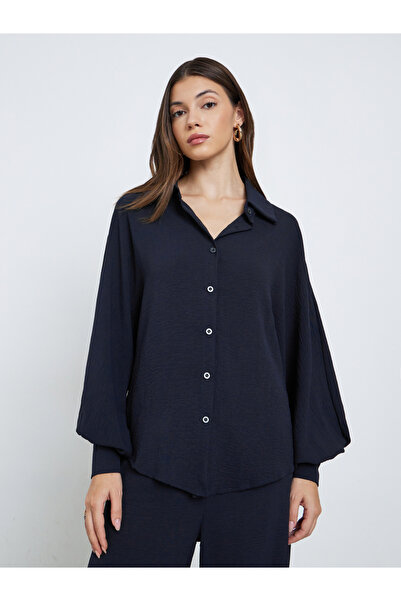 Styli Women Navy Longline Shirt and Pants Co-Ords