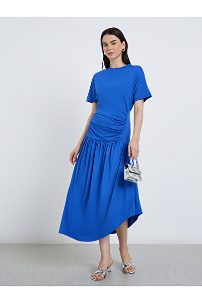 Take Two By Styli Royal Blue A-Line Midi Dress