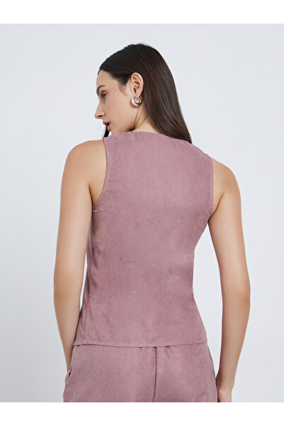 Styli Solid Round Neck Buttoned Vest