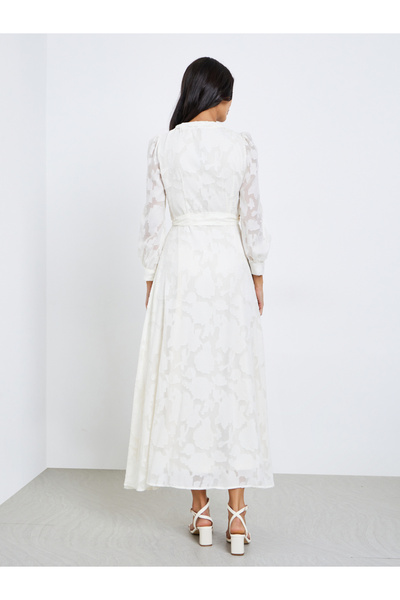 Styli All-Lace Balloon Sleeves Wrap Maxi Dress