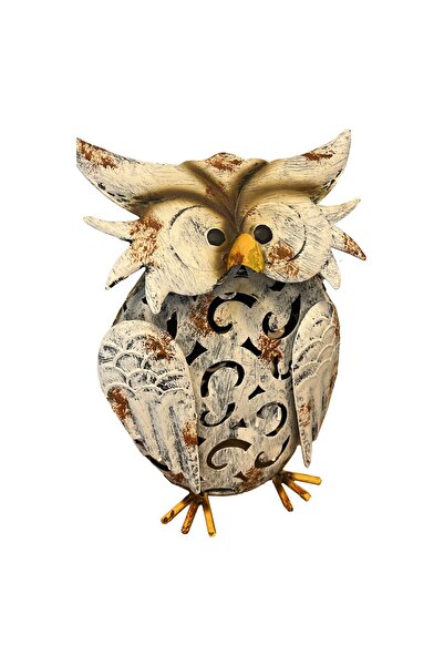 Flippy Owl Solar Garden Decoration, LED Lamp, Solar Charging, 20.5x10x25.5 cm, Iron, Grey White