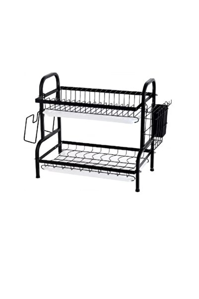 stuffix Stainless steel dish rack, 2-tier, black, 42.5x40.5x25.5 cm