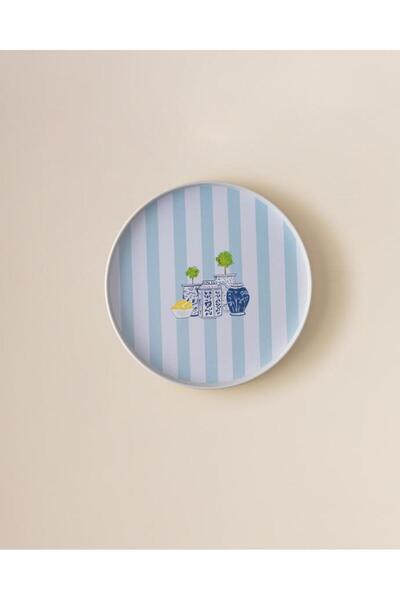 Madame Coco Carine Yuvarlak Sunum Tepsi - Renkli Çay Kahve