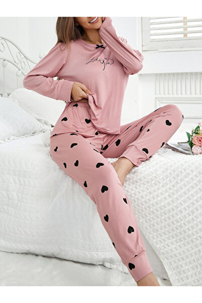 Take Two By Styli Women Bow Detail Printed T-Shirt and Pyjama Set