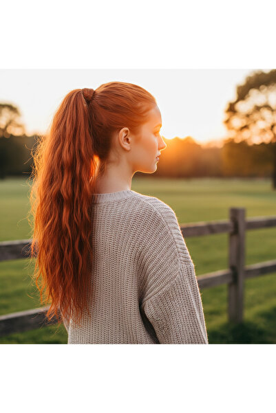 Afrodit Giyim ذيل حصان مموج منفوش مع ربطة عنق / نحاس