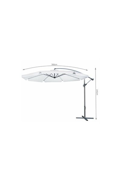 Malatec Umbrella garden/terrace, banana-type joint, white, 300 cm,