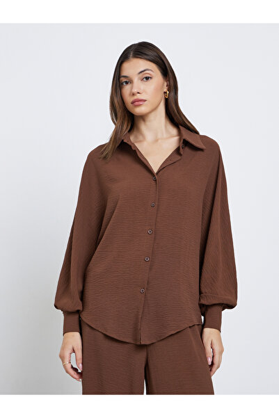 Styli Women Brown Longline Shirt and Pants Co-Ords