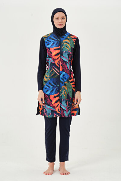 buybox Seamodest Top Patterned Hijab Swimsuit - Smtd254008