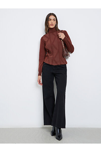 Styli Rust Cable Knit Turtleneck Sweater