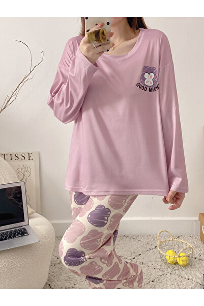 Take Two By Styli Women Graphic Print T-Shirt and Pyjama Set