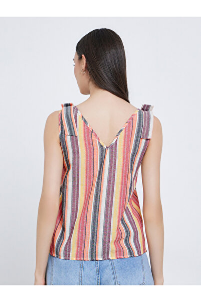 Take Two By Styli Striped V-Neck Buttoned Strappy Top