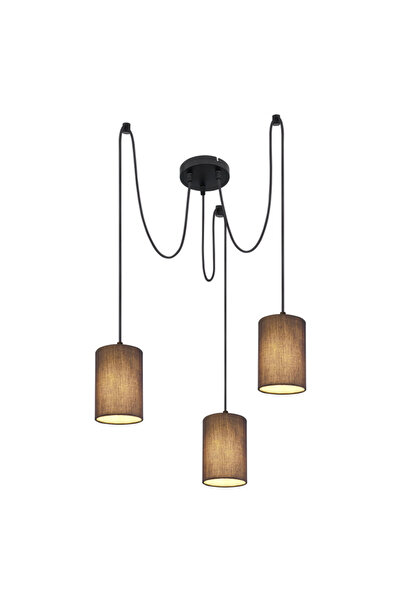 Globo Lighting Candelabru nichel mat, antracit, plastic, cablu negru, 3 becuri, scripetă E14,
