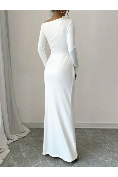 Take Two By Styli Solid White Bodycon Maxi Dress