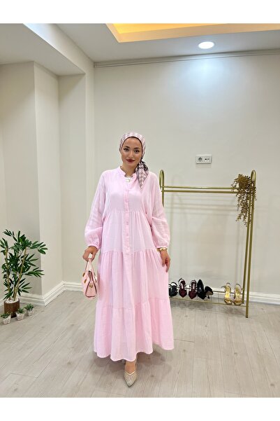 Marka8 Pembe müslin elbise