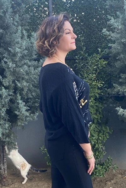 Mia Butik Women's Black Italian Mercerized Blouse