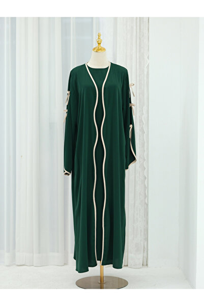 Take Two By Styli Bow Detail Open Front Abaya with Belt Set