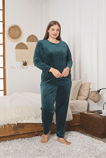 Asel Plus Size Lilac Ultrasoft Velvet Long Sleeve Pajama Set
