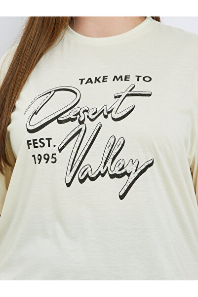 Styli Plus Size Yellow Graphic Print T-Shirt