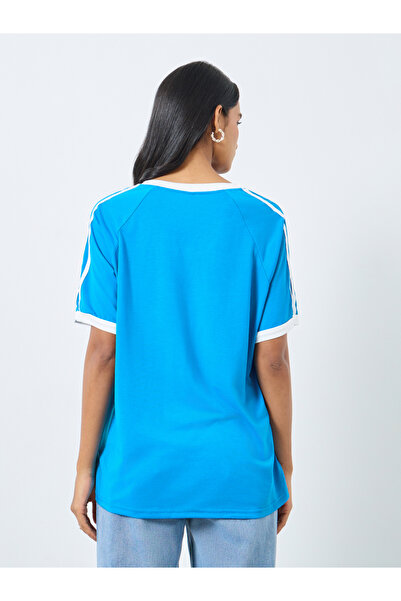 Take Two By Styli Blue Oversized V Neck T-Shirt