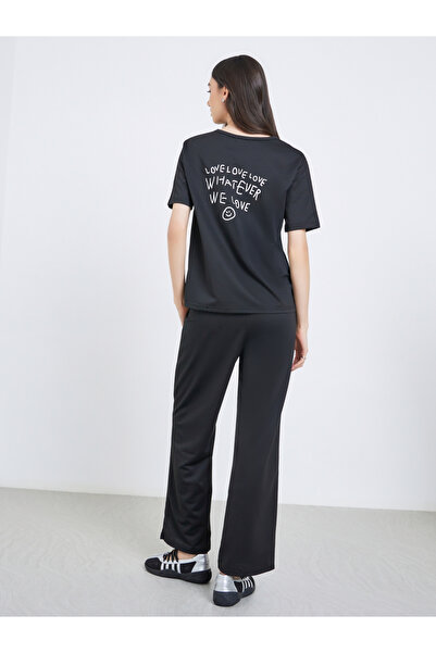 Take Two By Styli Black Solid T-Shirt and Joggers Co-Ords