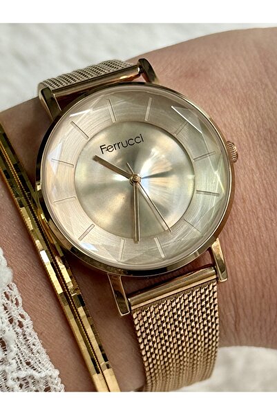 Ferrucci ساعة نسائية أنيقة بلون ذهبي وردي