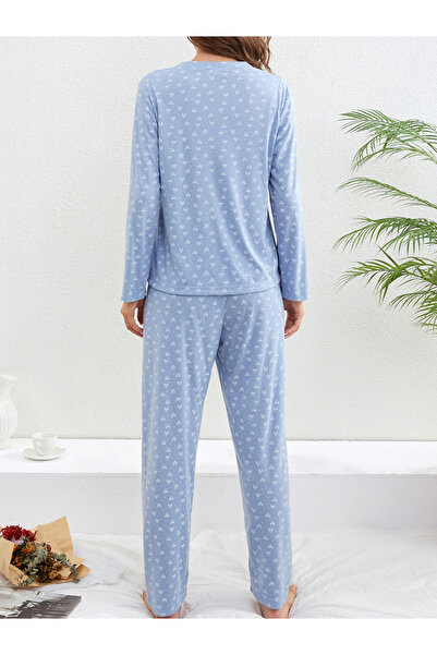 Take Two By Styli Women Heart Print T-Shirt and Pyjama Set