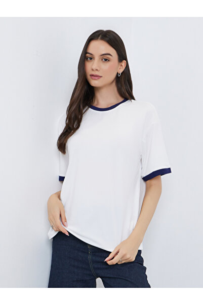Take Two By Styli Contrast Trim Short Sleeve Oversized T-Shirt