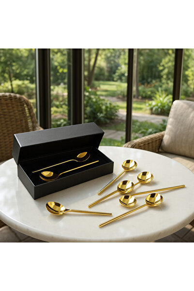 Davet Deren Gold Stainless Steel 6 Pieces Teaspoon - Gold Stainless Steel Teaspoon