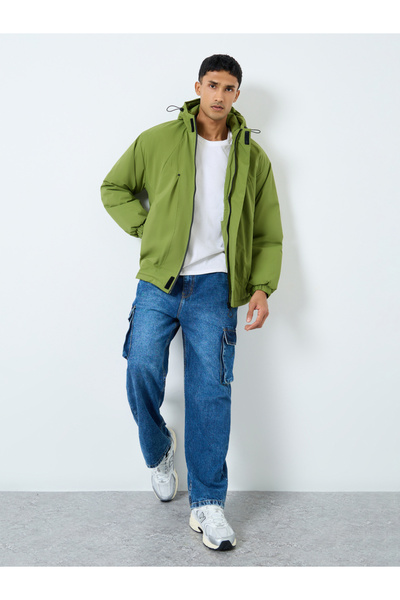 Styli Men Oversized Hooded Windbreaker Jacket
