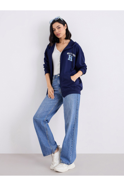 Styli Oversized Longline Zip Through Hoodie