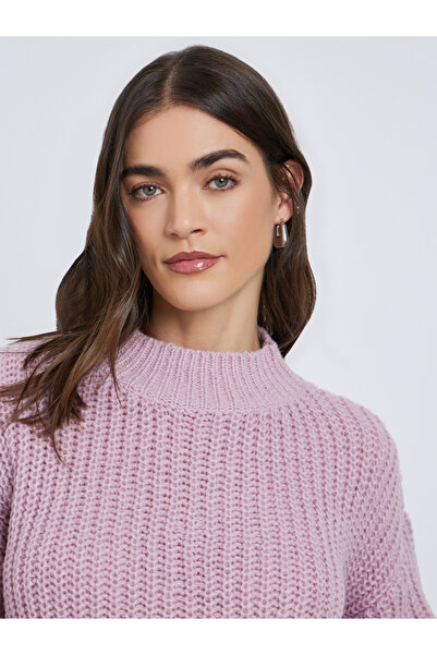 Styli Pink High Neck Chunky Knit Sweater