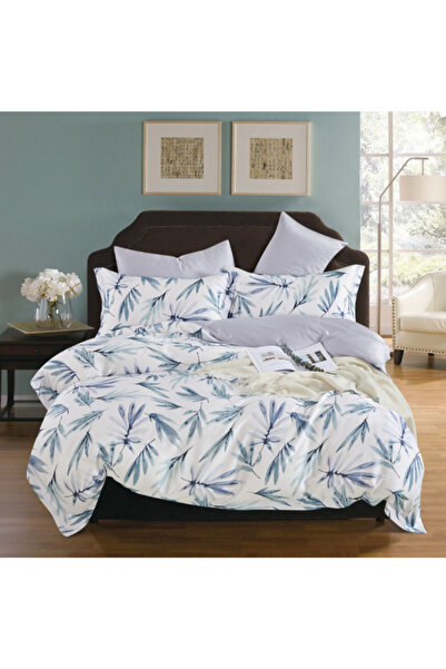 REVE طقم لحاف مزدوج من الألياف الدقيقة مطبوع أوراق شجر، مكون من 4 قطع